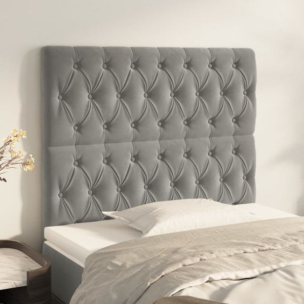 vidaXL Kopfteile 2 Stück Hellgrau 100x7x78/88 cm Samt, 3116710