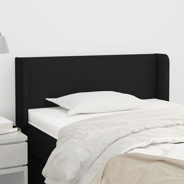 vidaXL Kopfteil mit Ohren Schwarz 93x16x78/88 cm Stoff, 3118472