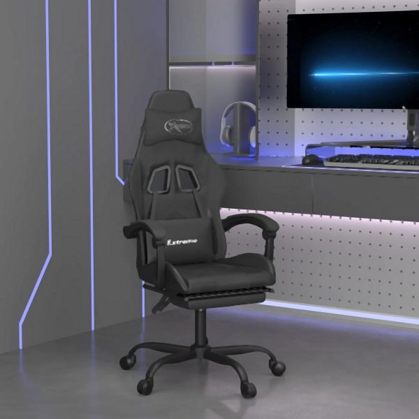 vidaXL Gaming-Stuhl mit Fußstütze Drehbar Schwarz Kunstleder, 349611