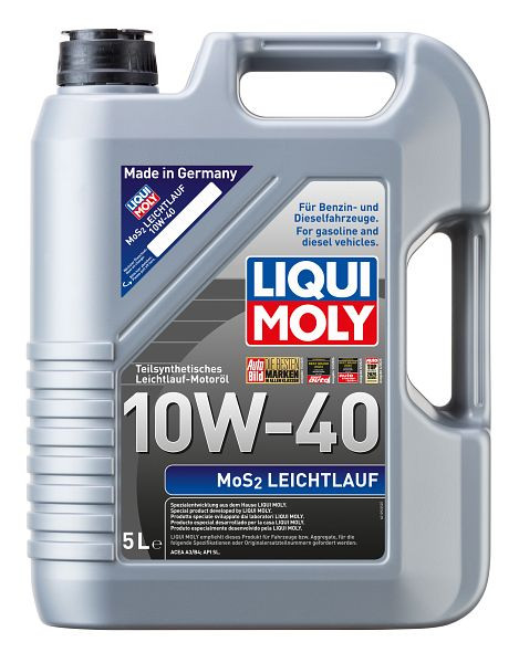 LIQUI MOLY Motoröl MoS2 Leichtlauf 10W-40, Kanister Kunststoff, VE: 5 Liter, 1092