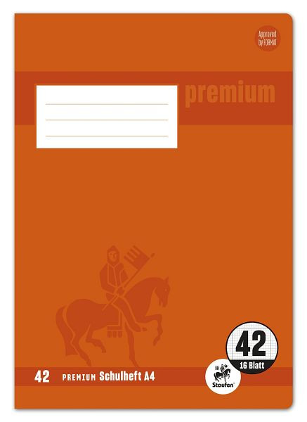 Staufen Heft PREMIUM LIN 42 - A4, 16 Blatt, 90 g/qm, kariert mit Umrandung, 734010342