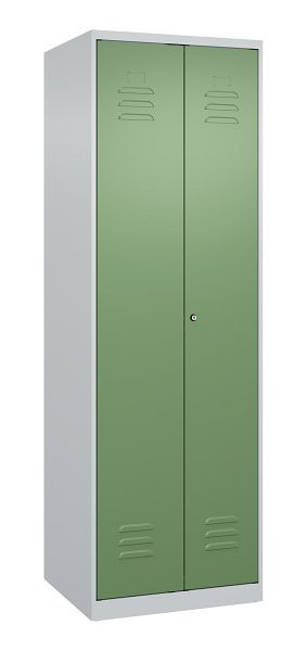 C+P Umkleidespind Classic PLUS, Doppel-Spind, 2 Abteile, 1850x600x500mm, 7035/6011, Zylinderschloss, 080002-20P S10029