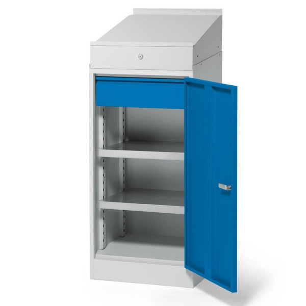 Deskin Pultschrank stationär WS PROFI SYSTEM, Enzianblau RAL 5010, 500 x 500 x 1170 mm, 269708