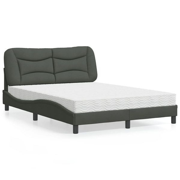 vidaXL Bett mit Matratze Dunkelgrau 120x200 cm Stoff, 3208521