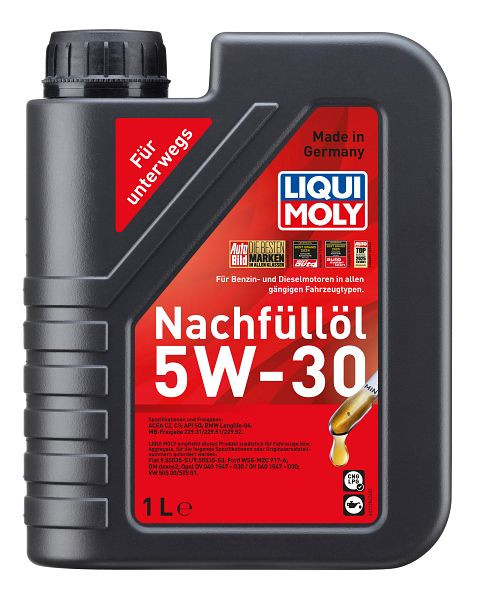 LIQUI MOLY Nachfüllöl 5W-30, Kanister Kunststoff, VE: 1 Liter, 21286