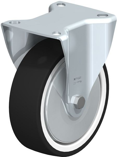 Blickle B-POTH 125K-FA Stahlblech-Bockrolle, mittelschwere Ausführung, mit Anschraubplatte, Thermoplastisches Polyurethan, Grau, 372615