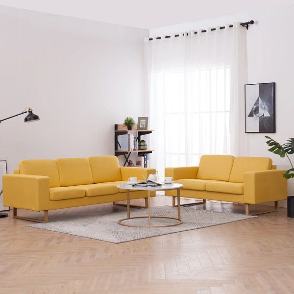 vidaXL 2-teilig Sofagarnitur Stoff Gelb, 276864, 8719883667102
