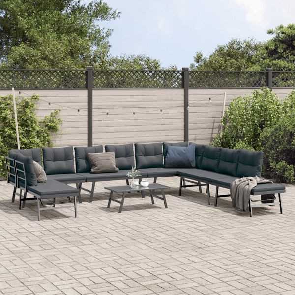 vidaXL 6-teilig Garten-Sitzgruppe mit Kissen Schwarz Stahl, 3283729