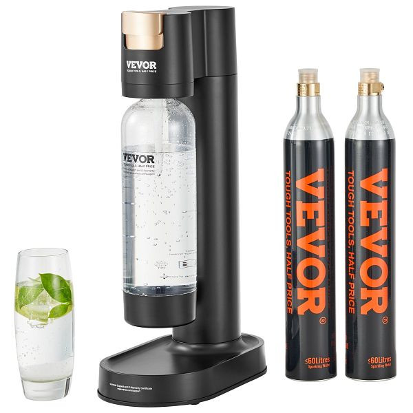 VEVOR Sprudelwassergerät, Sprudelwasser-Starter-Set mit BPA-freier 1-Liter-PET-Flasche, 2 Stück CO2-Flaschen, Schwarz, SDSJHCO2QP1LC76OBV0