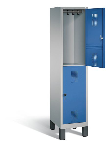 C+P Spind doppelstöckig Evolo, H1850xB420xT500mm, Farbe: Weißaluminium / Enzianblau, 48310-12 S10092