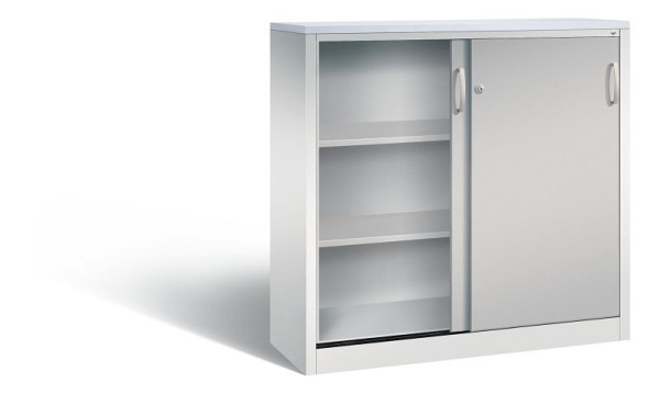 C+P Sideboard mit Schiebetüren Acurado, H1200xB1200xT400mm, Farbe: Lichtgrau / Weißaluminium, Bügelgriff, 3 OH, 2047-1200 S10351