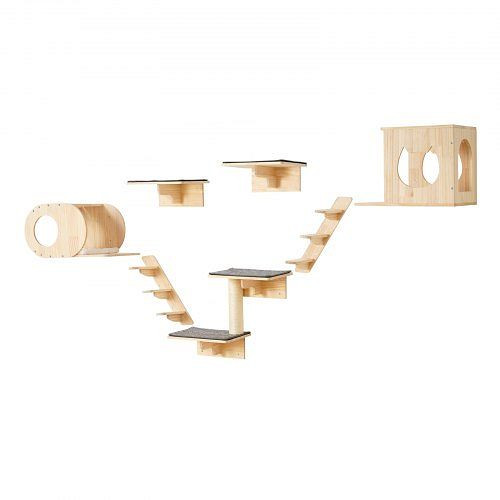 VEVOR Kletterwand Katzen Wandliege Katzenliege Katzenbett Katzenregal 7er-Set, ZYSBGSMPJ7JT3OV0QV0