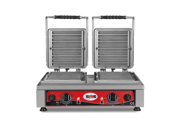 GMG Waffeleisen Churo, 2x (10 x 21cm x 2 x 1cm / 2cm), 50° bis 300°C feste Backplatte aus Gusseisen, umlaufende Fettfangrinne, KGW-28