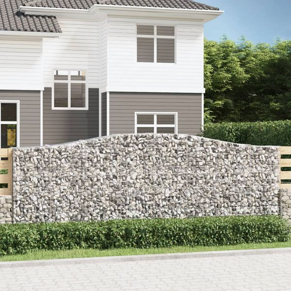vidaXL Gabionen mit Hochbogen 5 Stück 400x50x140/160cm Verzinktes Eisen, 3145985