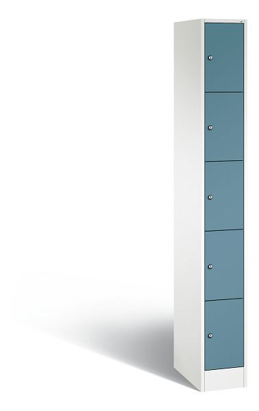 C+P Schließfachschrank Serie 8070, H1950xB240xT480 mm, Weiß/Horizontblau, 80700-10 S10444