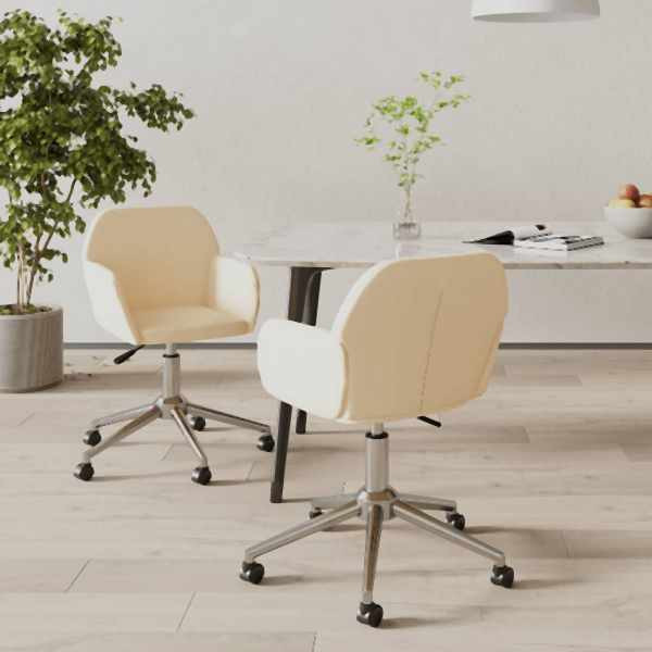 vidaXL Esszimmerstühle 2 Stück Drehbar Creme Stoff, 3103085