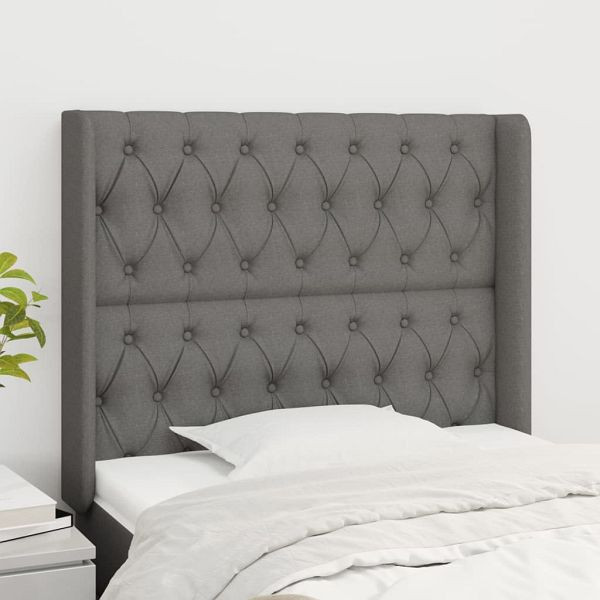 vidaXL Kopfteil mit Ohren Dunkelgrau 103x16x118/128 cm Stoff, 3119907