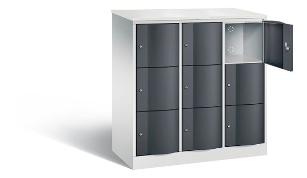C+P Schließfachschrank Resisto, H1255xB1148xT540mm, Farbe: Lichtgrau / Schwarzgrau, 8573-372 S10712