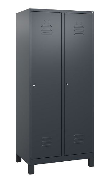 C+P Umkleidespind Classic PLUS mit Mitteltrennwand, Füße, 2 Abteile, 1800x800x500mm, 7016/7016, Zylinderschlösser, 0800107-22F S10027