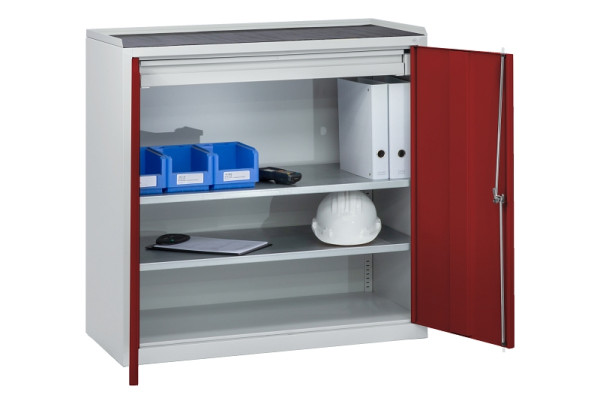 C+P Stahl-Flügeltürenschrank Serie 89, H1000xB100xT500mm, 7035/3003, 2 Türen, 88210-00 S10016