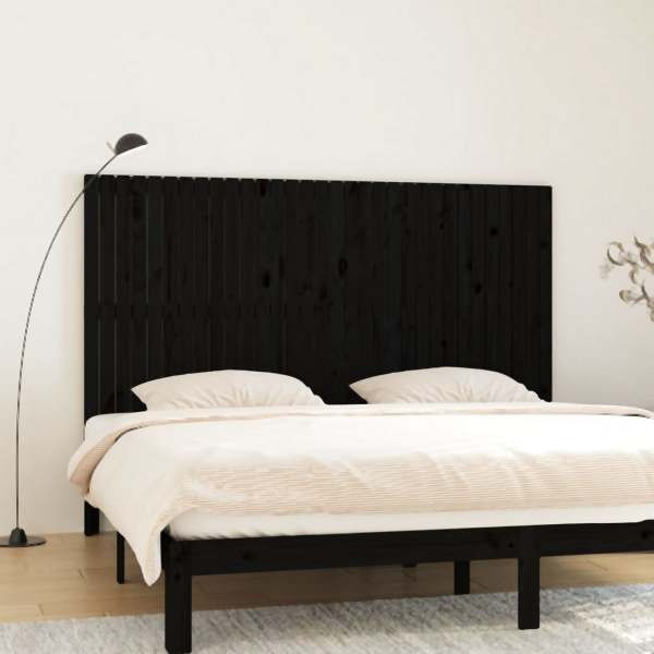 vidaXL Wand-Kopfteil Schwarz 204x3x110 cm Massivholz Kiefer, 824932