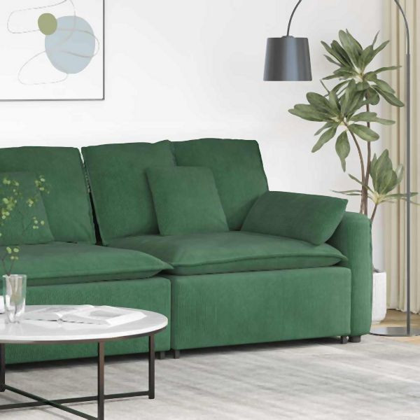 vidaXL Modulares Sofa Endmodul mit Armlehne Kissen Dschungelgrün 100cm, 4104412