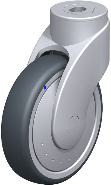 Blickle LWGX-TPA 126XK-FK Kunststoff-Lenkrolle WAVE, rostfrei, mit Rückenloch, Thermoplastisches Gummi-Elastomer, Grau, 743323