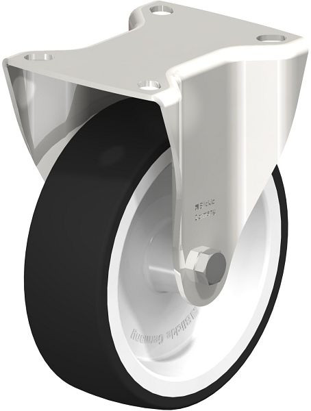 Blickle BX-POTH 125G Edelstahl-Bockrolle, mittelschwere Ausführung, mit Anschraubplatte, Thermoplastisches Polyurethan, Grau, 503375