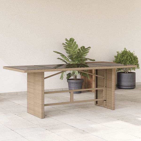 vidaXL Gartentisch mit Glasplatte Beige 190x80x75 cm Poly Rattan, 365605