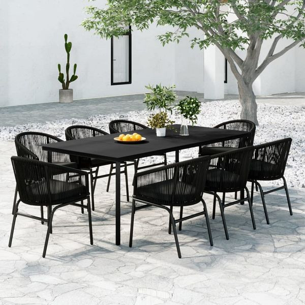 vidaXL 9-teilig Garten-Essgruppe Schwarz, 3099226