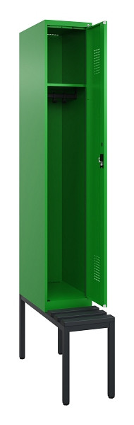 C+P Spind Evolo PLUS, 1 Abteile, 2120x300x815mm, 6037/6037, Haken 3, Zylinderschloss, Sitzfläche Kunststoff, Sitzbank, 0490507-10 S10107