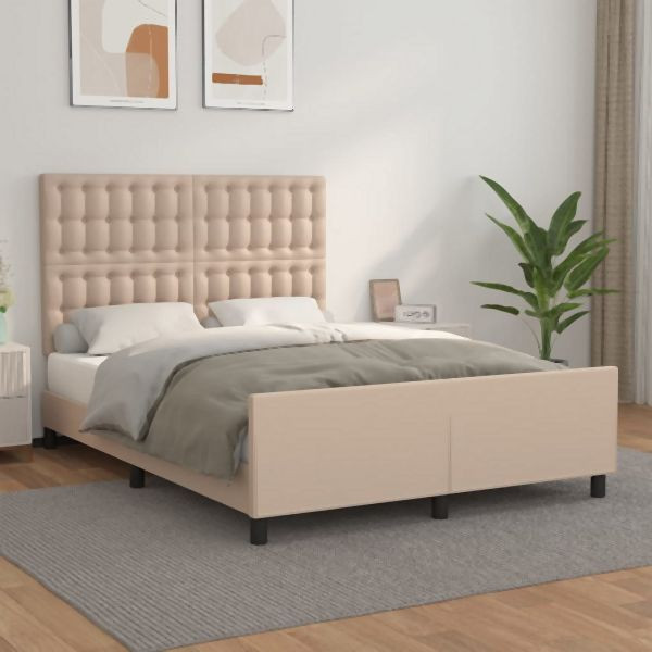 vidaXL Bettgestell mit Kopfteil Cappuccino-Braun 140x190 cm Kunstleder, 3125572
