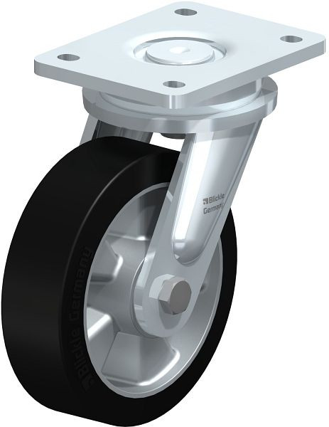 Blickle LO-ALEV 160K Stahlgeschweißte Schwerlast-Lenkrolle, Elastik-Vollgummi, Schwarz, 562058