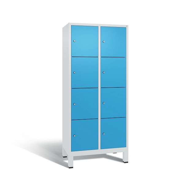 C+P Schließfachschrank Evolo, 8 Fächer, H1850xB810xT500 mm, Grau/Lichtblau, 48010-224 S10007