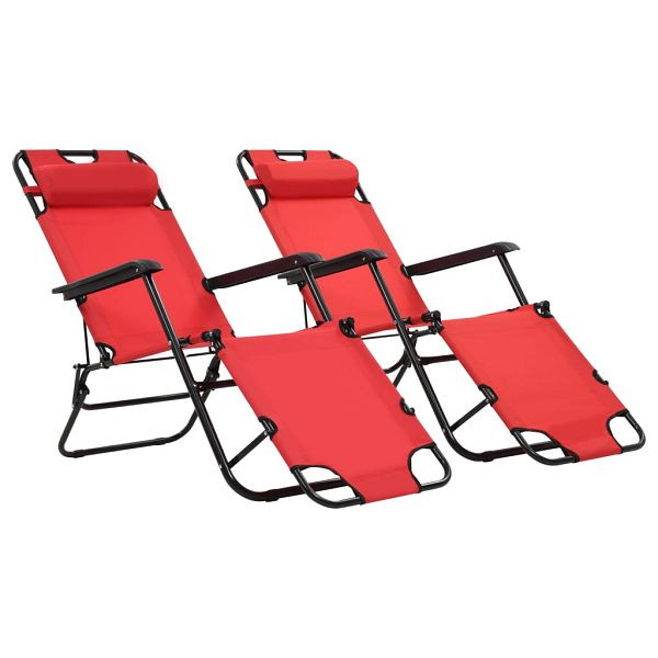 vidaXL Klappbare Sonnenliegen 2 Stück mit Fußablage Rot, 44344