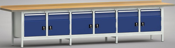 KLW Standard-Werkbank - 4000 x 700 x 900 mm, links: 150EA & Tür 350mm, rechts: 150EA & Tür 350mm, WS550E-4000M40-E1650