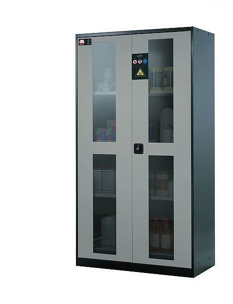 asecos Chemikalienschrank CS-CLASSIC-G Modell CS.195.105.WDFW in Silber mit 3x Fachboden (Stahlblech), 30496-049-30509