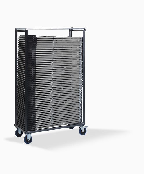 Feros Budget Transportwagen für bis zu 50 Budget Stühle, Hammerschlag, 113x47x180cm (BxTxH), T90200