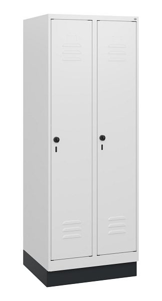 C+P Umkleidespind Classic PLUS, Sockel, 2 Abteile, 1630x600x500mm, 9016/9016, Drehriegel, 0800205-20 S10014