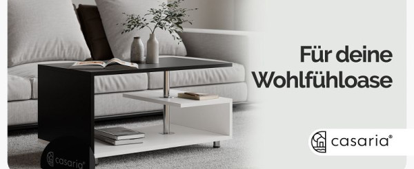 casaria Couchtisch Orlando Weiß/Schwarz 95x55x50cm, 109708