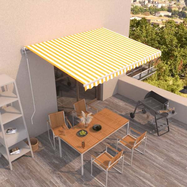 vidaXL Markise Automatisch Einziehbar 450x300 cm Gelb und Weiß, 3068928