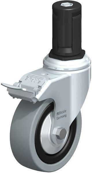 Blickle LKRA-VPA 101K-11-FI-FA-ER15 Apparate-Lenkrolle mit Expander & Feststeller, Vollgummi, Grau, 848214