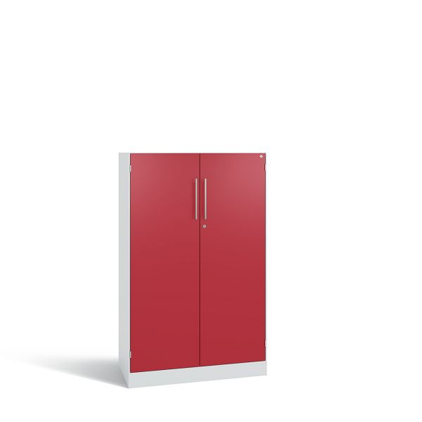 C+P Flügeltürenschrank Asisto, H1310xB800xT435 mm, Grau/Rubinrot/DBS Hellgrau, 141033-000 S10031