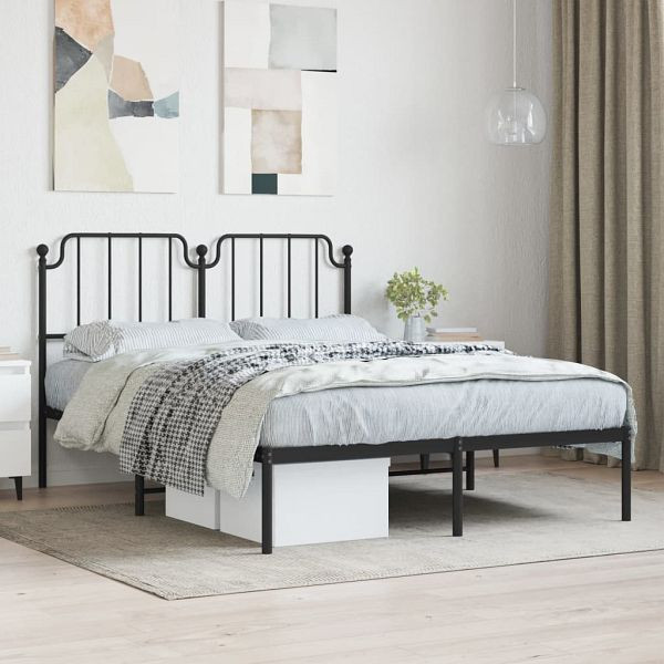 vidaXL Bettgestell mit Kopfteil Metall Schwarz 150x200 cm, 373889