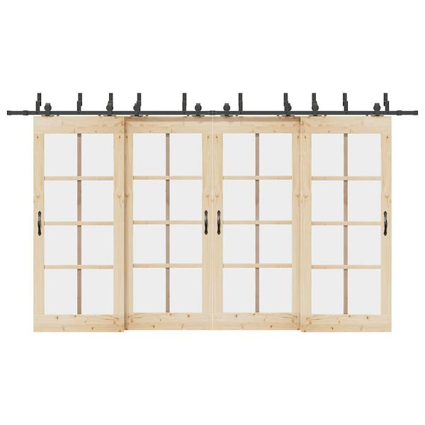 vidaXL Schiebetürbeschlag-Set 400 cm Stahl Schwarz, 3295750