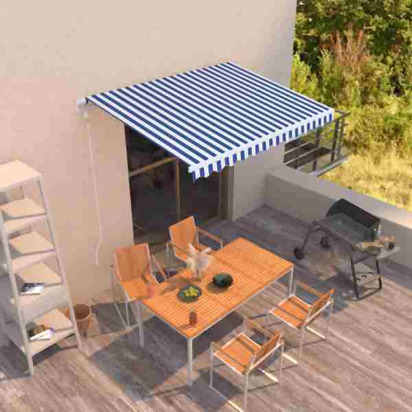 vidaXL Markise Automatisch Einziehbar 300x250 cm Blau und Weiß, 3068866