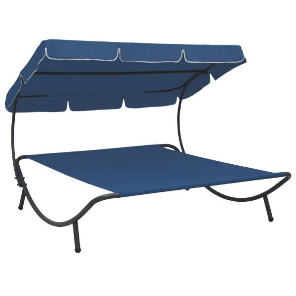 vidaXL Sonnenliege mit Sonnendach Blau, für 2 Personen, 313527