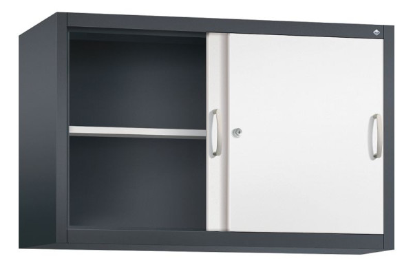 C+P Aufsatzschrank Acurado, H790xB1200xT400mm, Farbe: Schwarzgrau / Verkehrsweiß, Bügelgriff, 2 OH, 2045-00 S10167