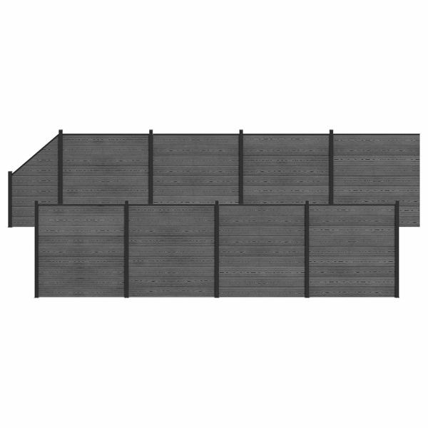 vidaXL Zaunelement 9-teilig WPC und Aluminium Grau, 3429409
