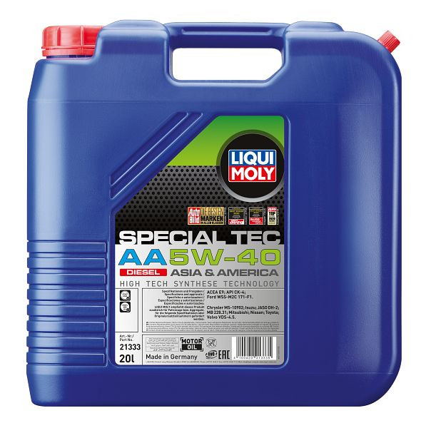 LIQUI MOLY Motoröl Special Tec AA 5W-40 Diesel, Kanister Kunststoff, VE: 20 Liter, 21333